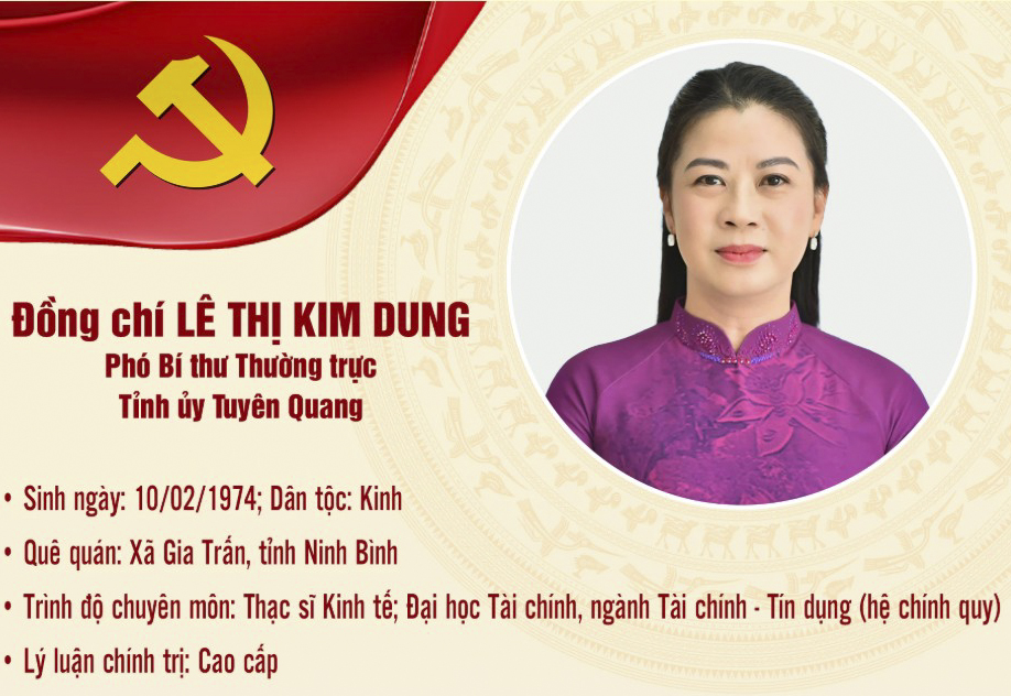 Tóm tắt tiểu sử đồng chí Lê Thị Kim Dung, Phó Bí thư Thường trực Tỉnh ủy Tuyên Quang