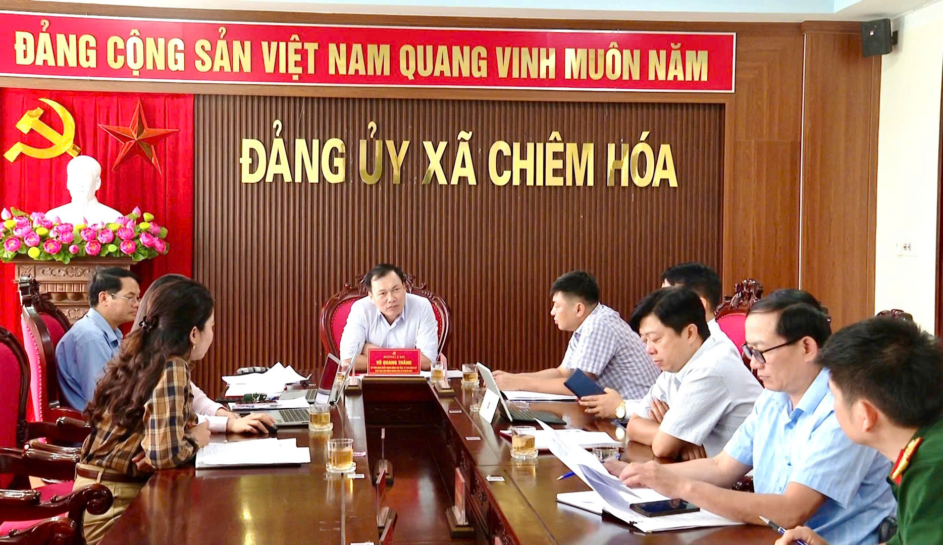 Xã Chiêm Hóa họp Ban Chỉ đạo sắp xếp thôn và bố trí, sử dụng, thực hiện chế độ, chính sách đối với người hoạt động không chuyên trách cấp xã, ở thôn trên địa bàn xã